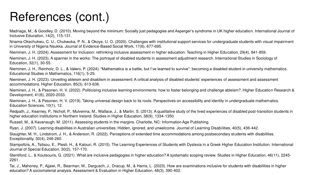 references cont