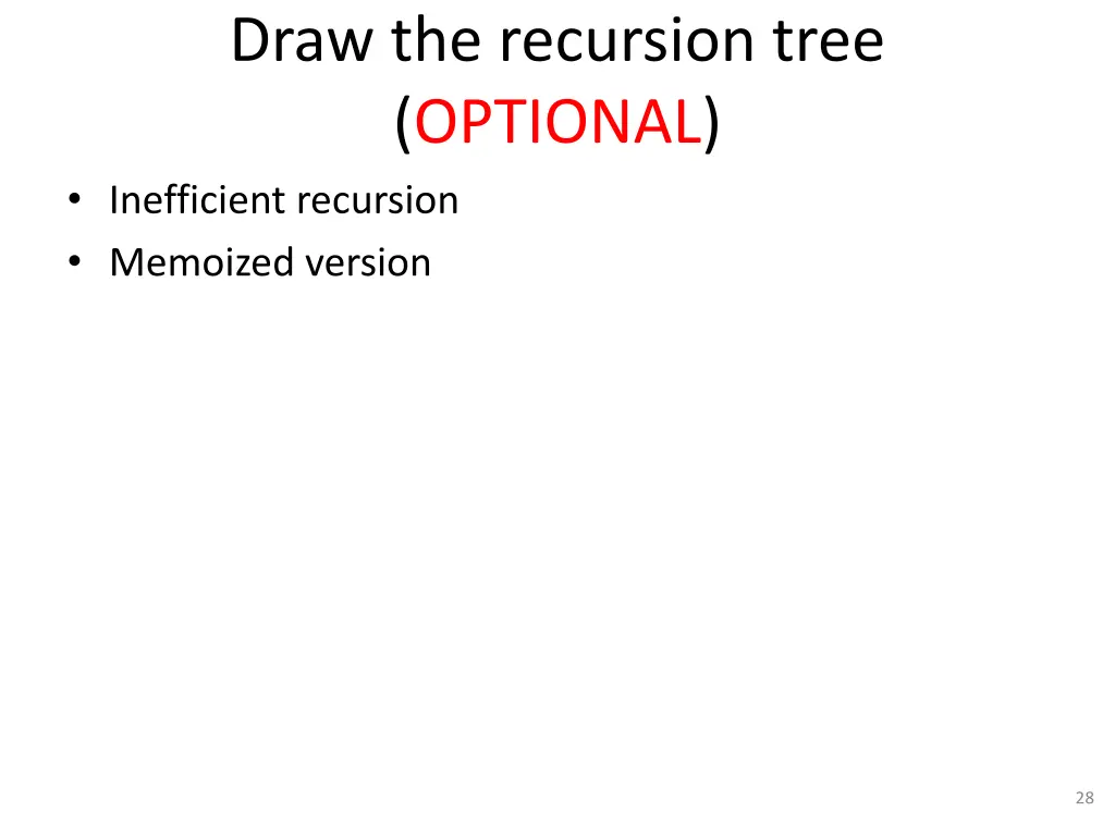 draw the recursion tree optional inefficient