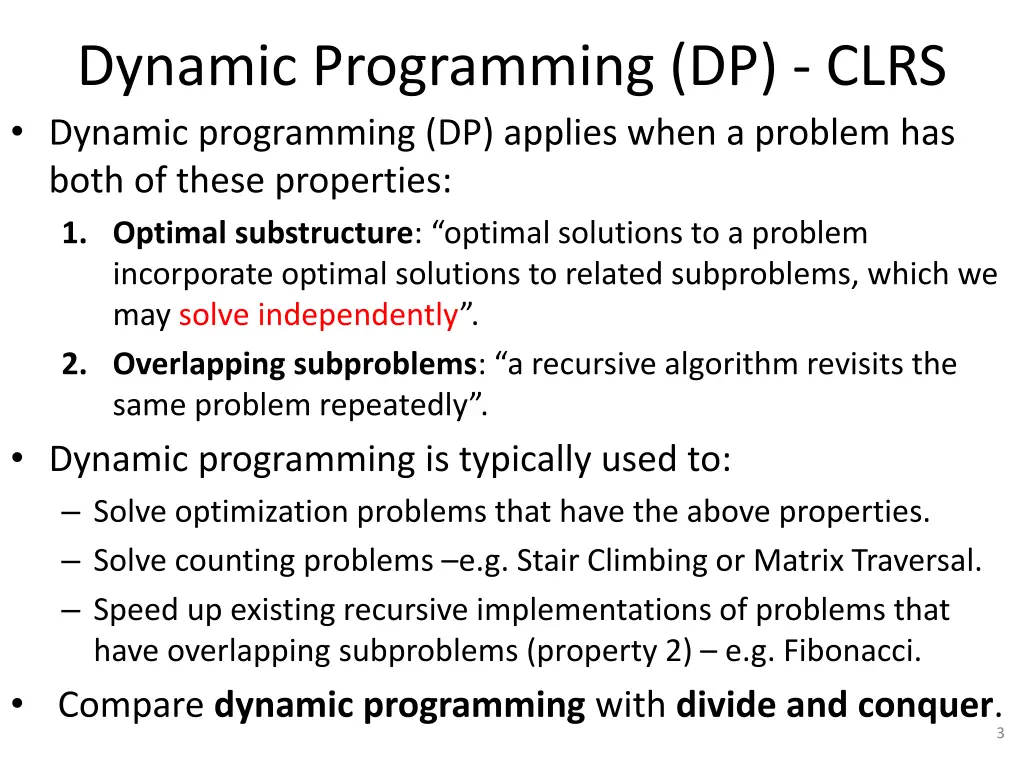 dynamic programming dp clrs dynamic programming