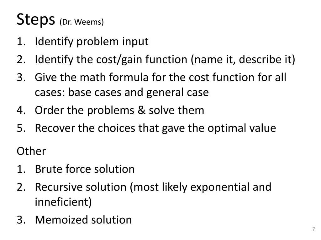steps dr weems