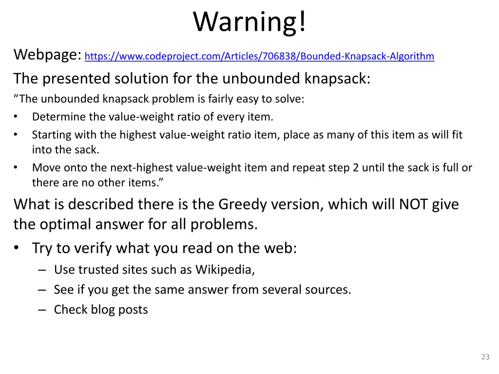 warning