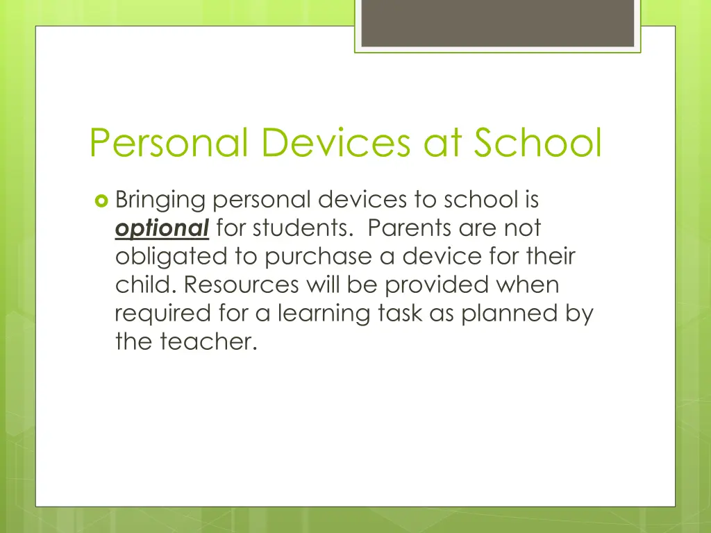 personal devices at school