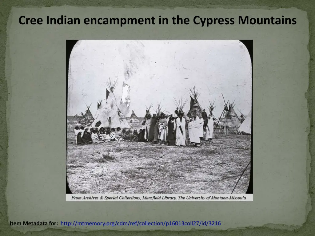 cree indian encampment in the cypress mountains