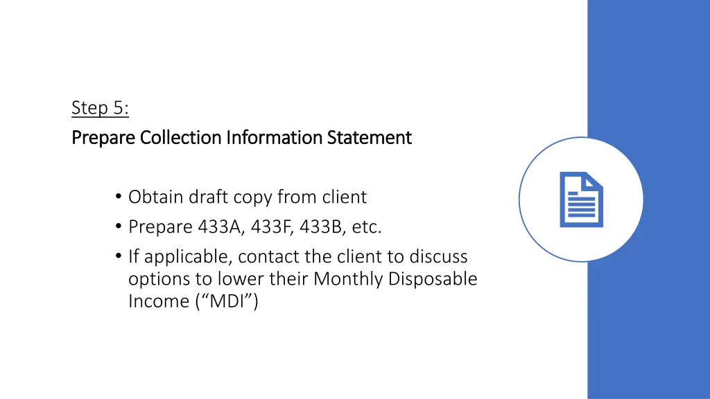 step 5 prepare collection information statement