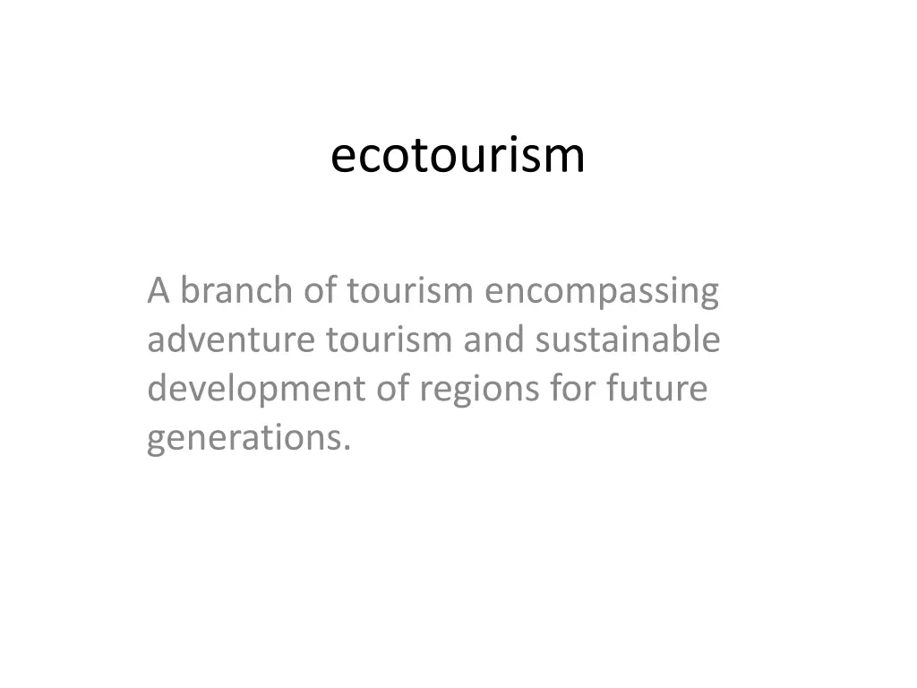 ecotourism