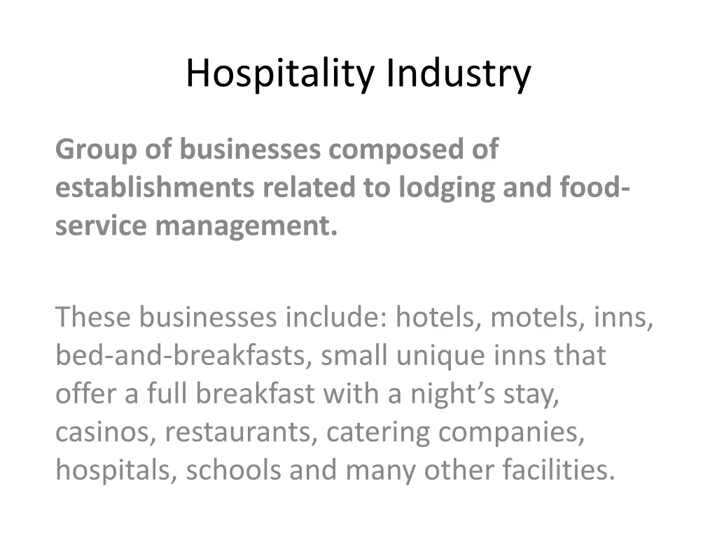 hospitality industry