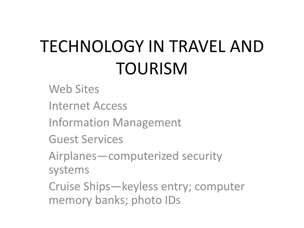 technology in travel and tourism web sites