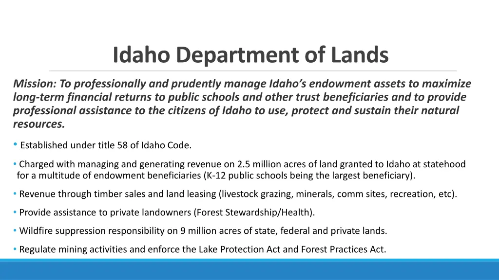 idaho department of lands