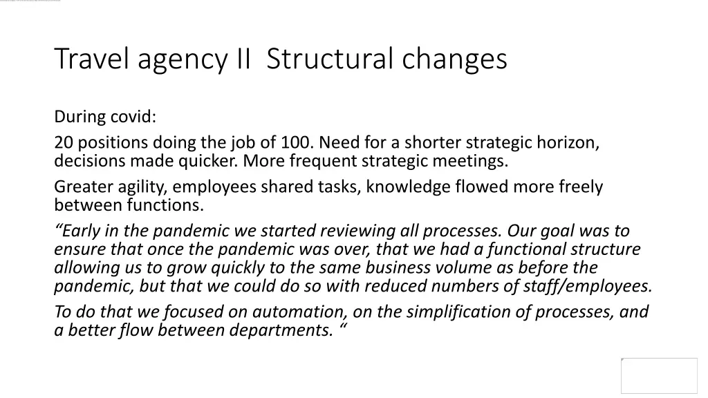 travel agency ii structural changes