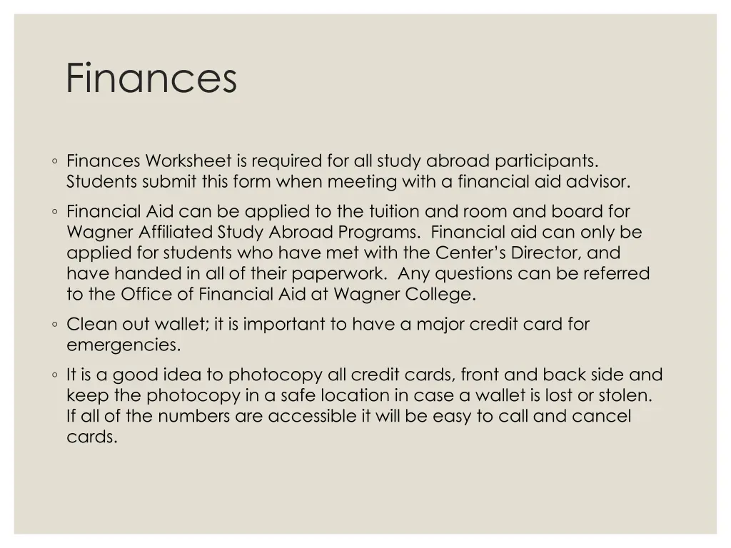 finances