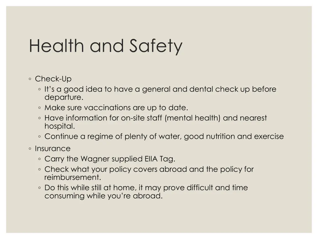 health and safety