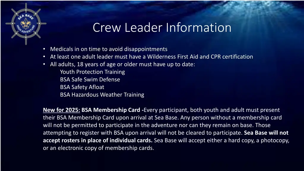 crew leader information