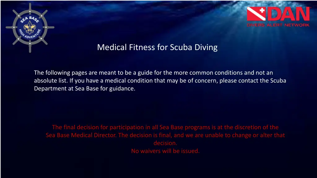 medical fitness for scuba diving