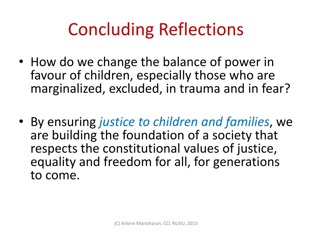 concluding reflections
