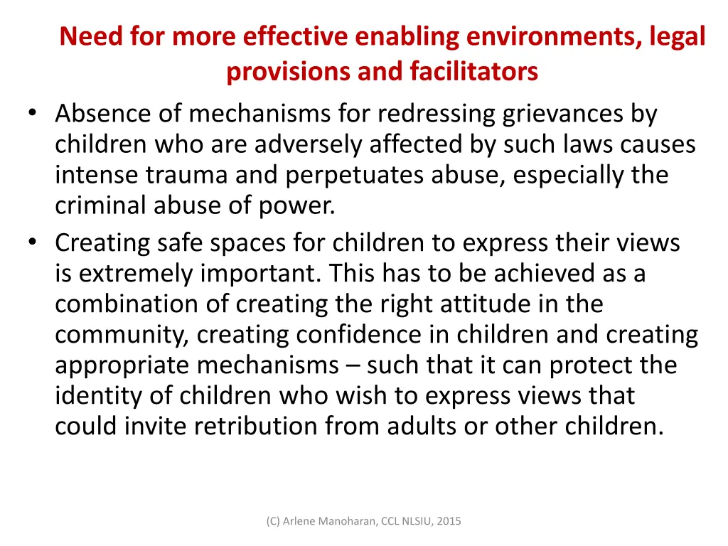 need for more effective enabling environments