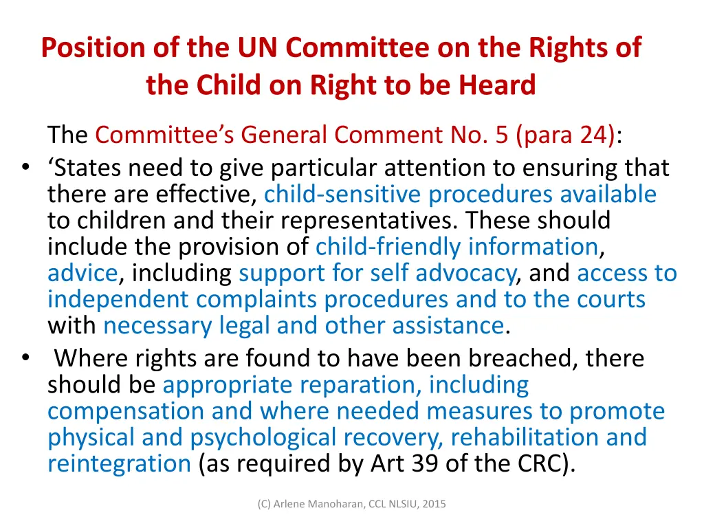 position of the un committee on the rights