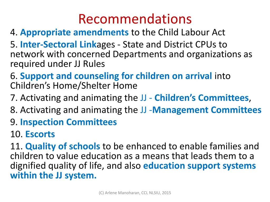 recommendations