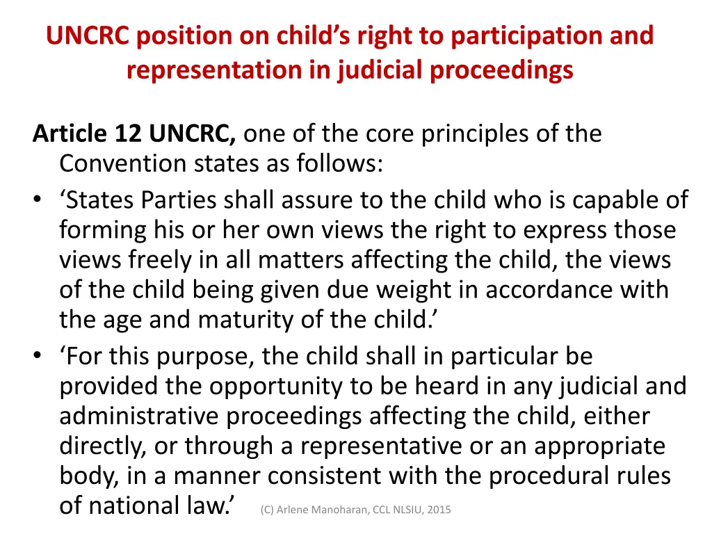 uncrc position on child s right to participation