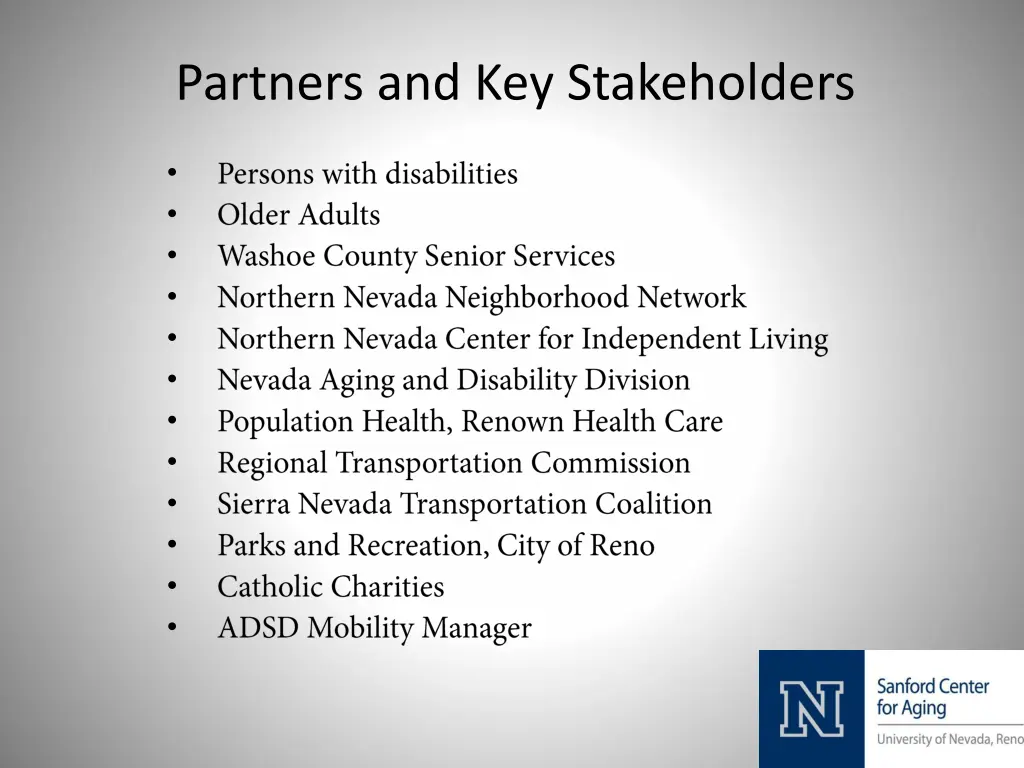 partners and key stakeholders
