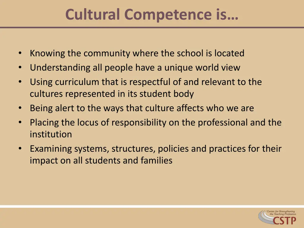 cultural competence is