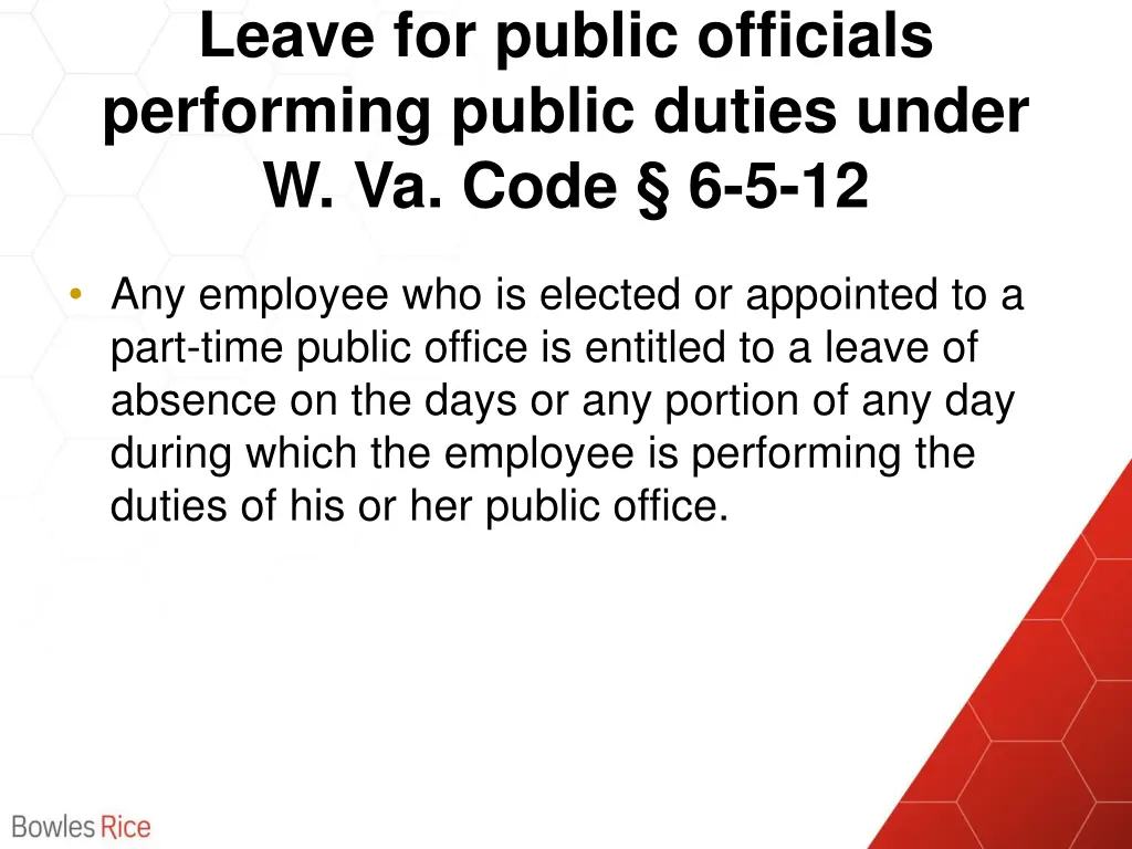 leave for public officials performing public