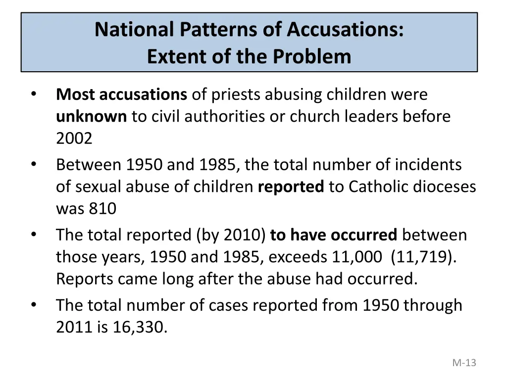 national patterns of accusations extent
