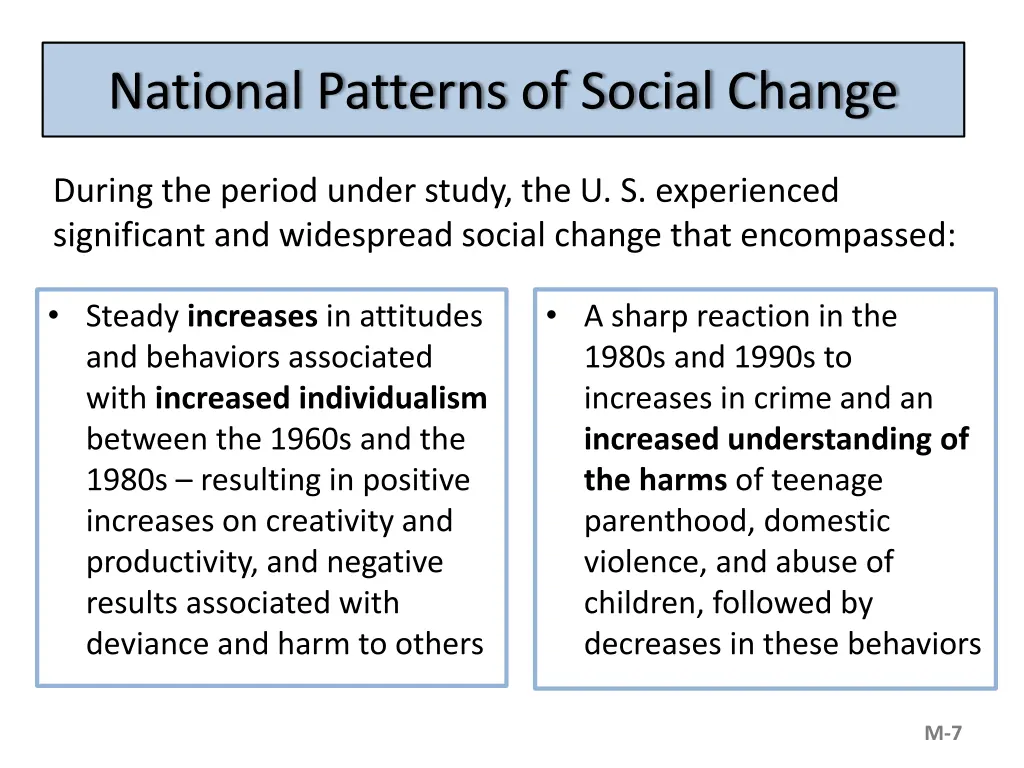 national patterns of social change