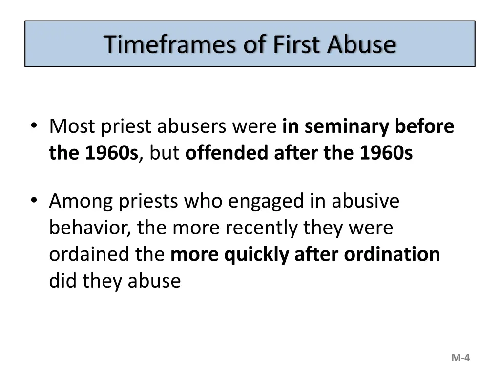 timeframes of first abuse