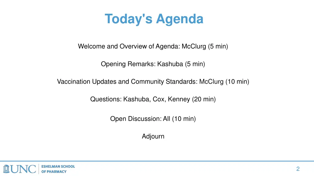 today s agenda
