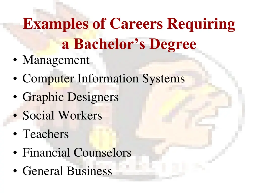 examples of careers requiring a bachelor s degree
