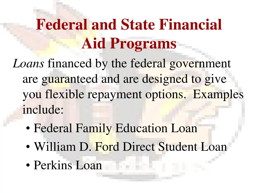 federal and state financial aid programs loans