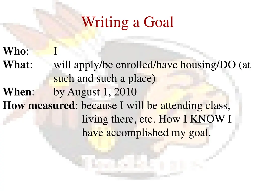 writing a goal