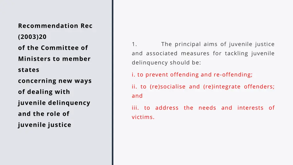 recommendation rec 2003 20 of the committee