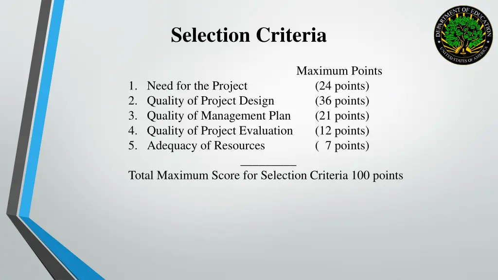 selection criteria