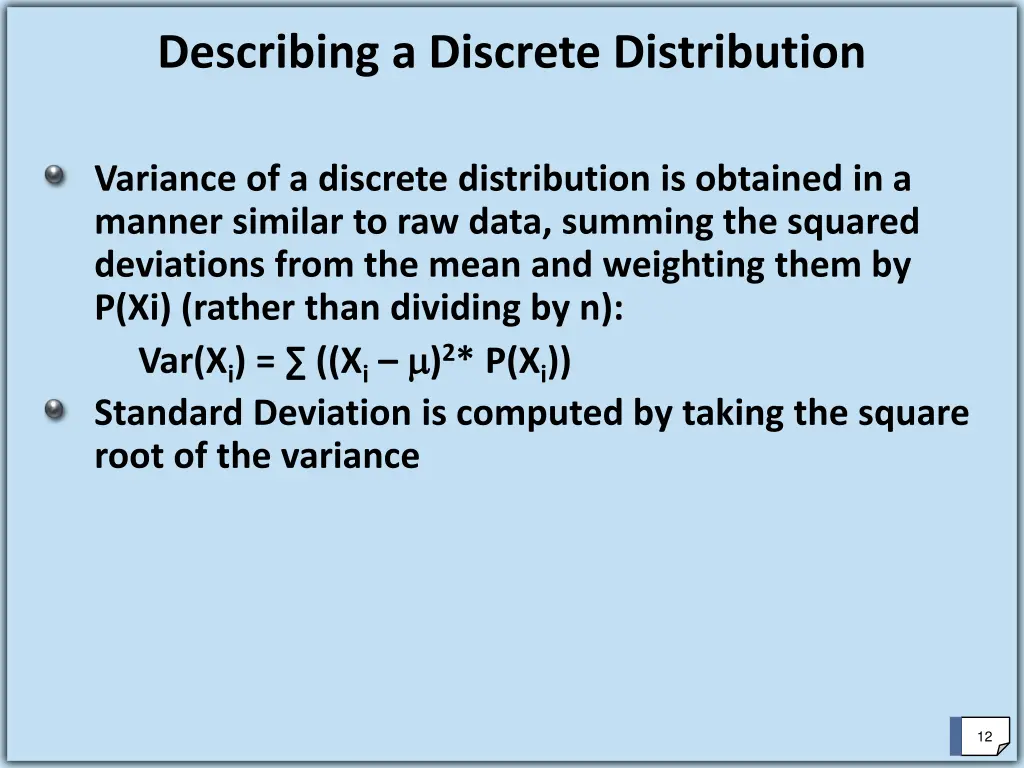describing a discrete distribution 1