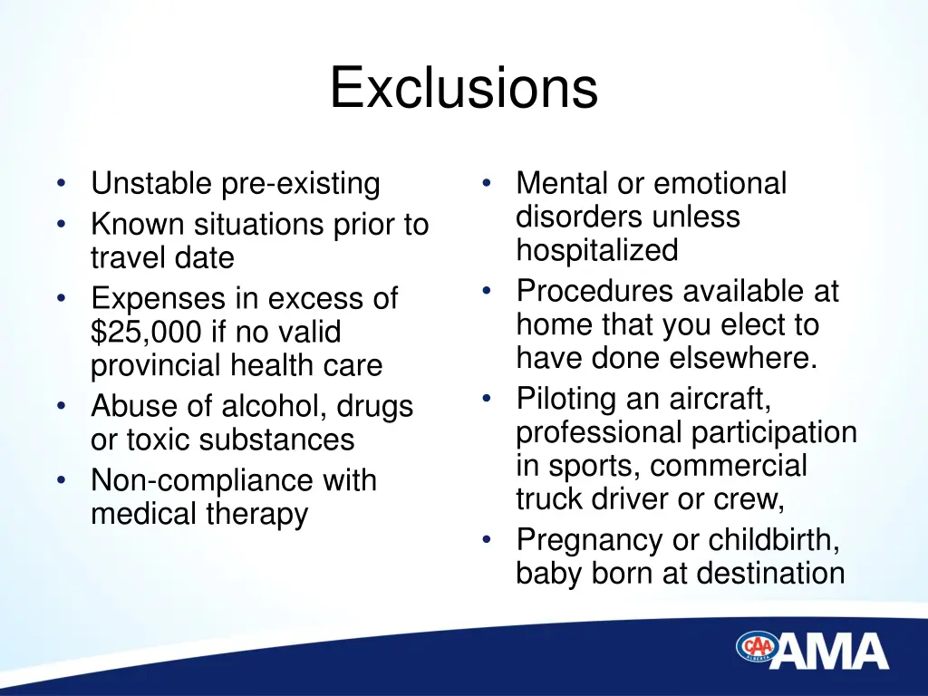 exclusions