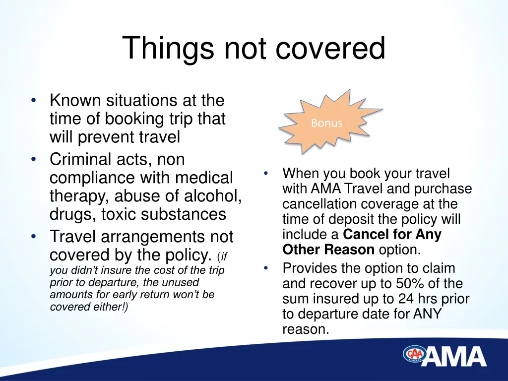 things not covered