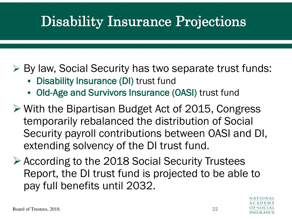 disability insurance projections