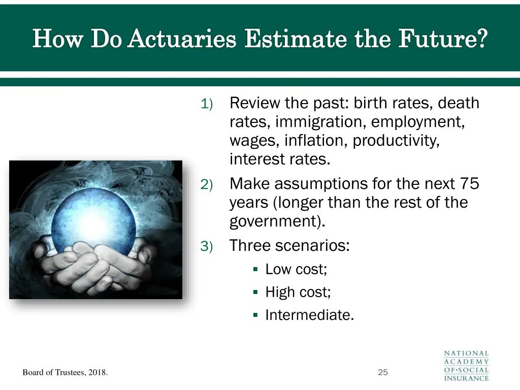 how do actuaries estimate the future