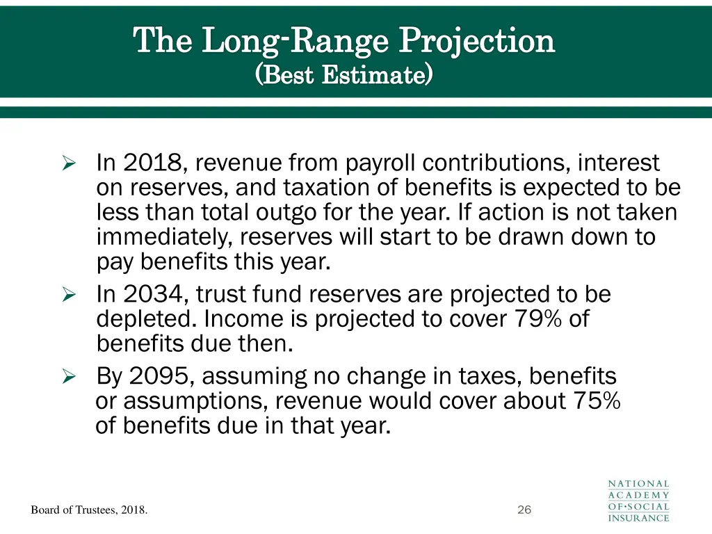 the long range projection best estimate