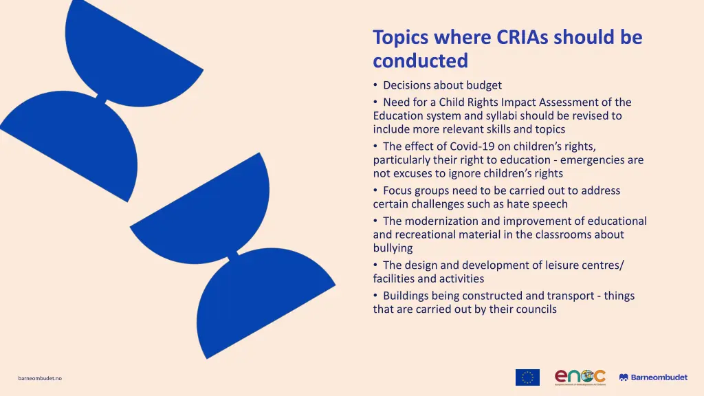 topics where crias should be conducted decisions