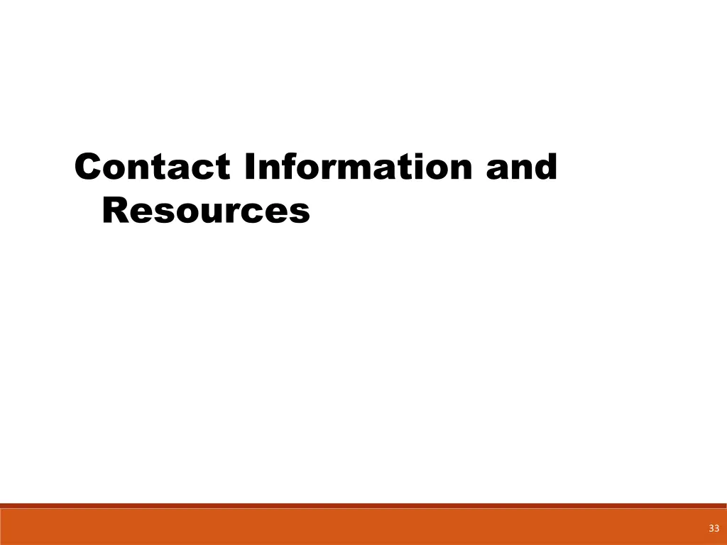 contact information and resources