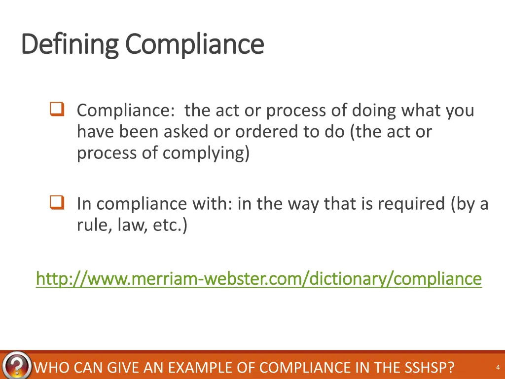 defining compliance defining compliance