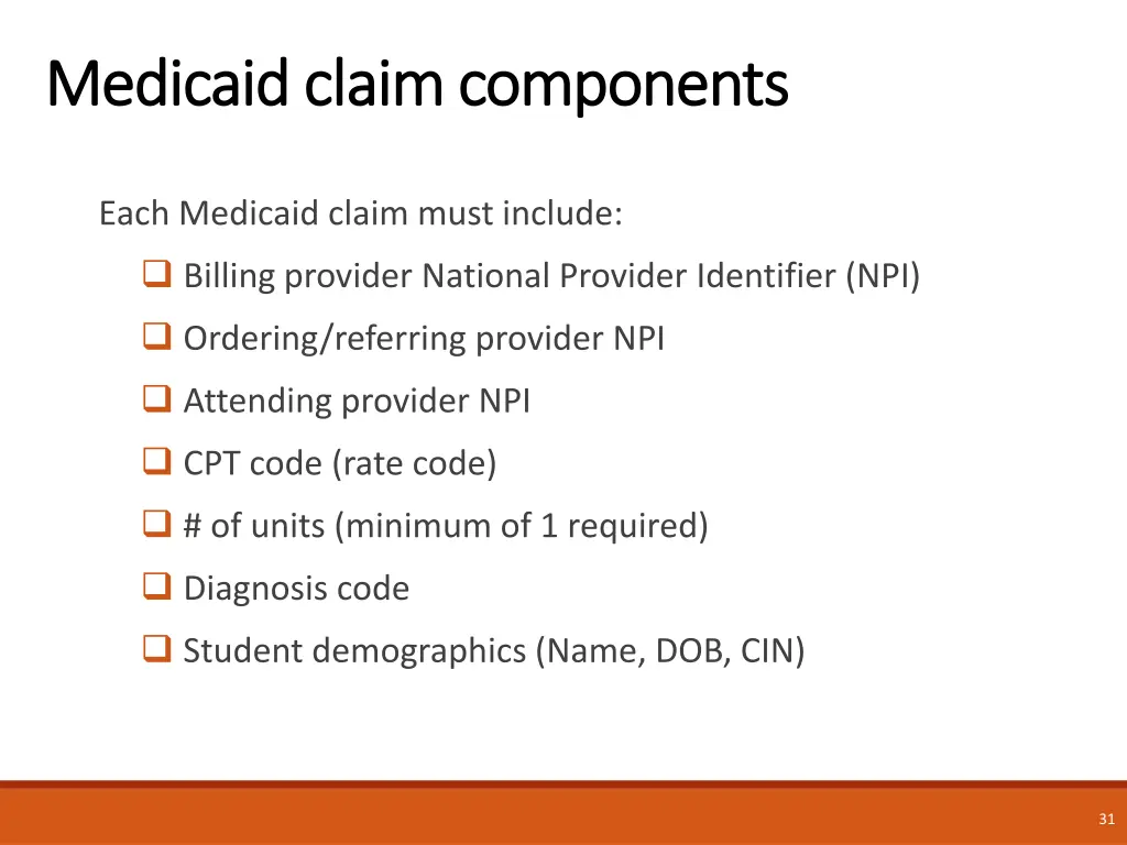 medicaid claim components medicaid claim