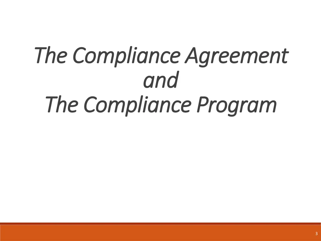 the compliance agreement the compliance agreement
