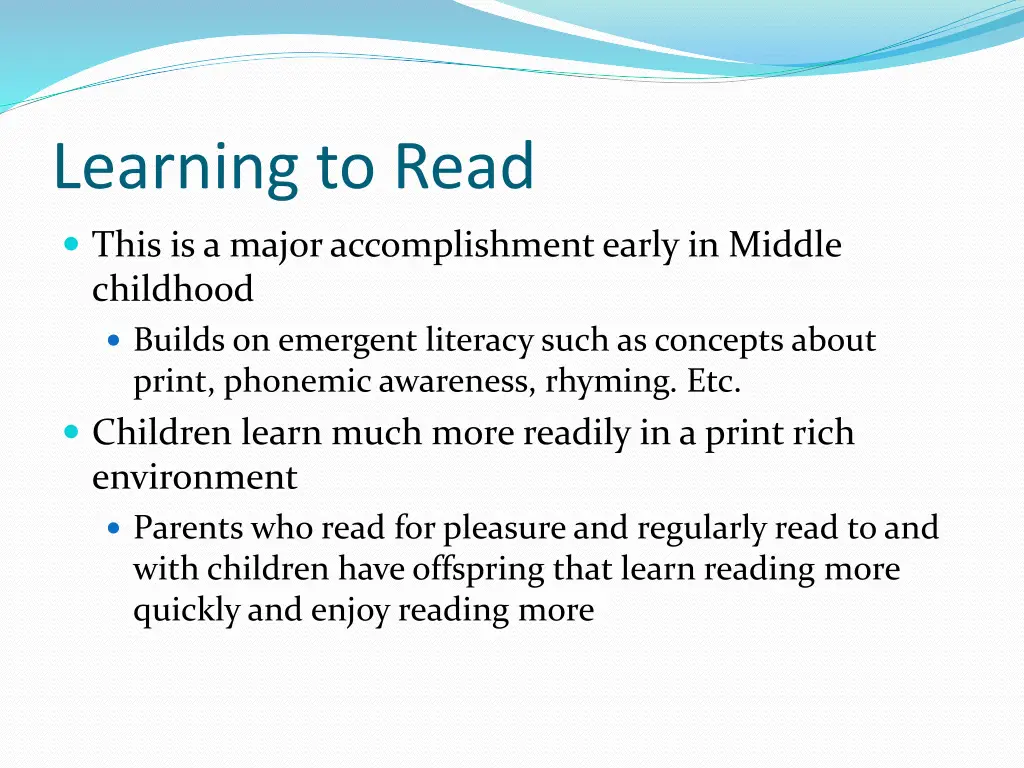 learning to read