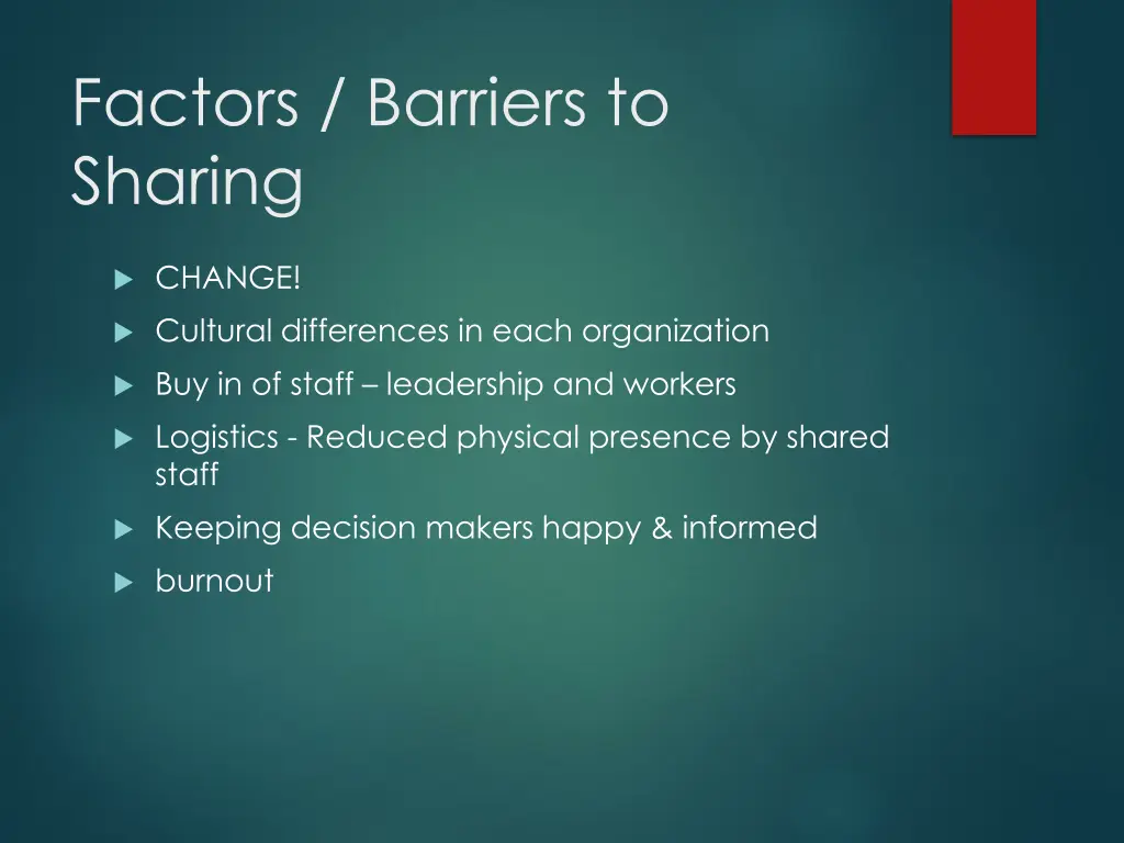 factors barriers to sharing