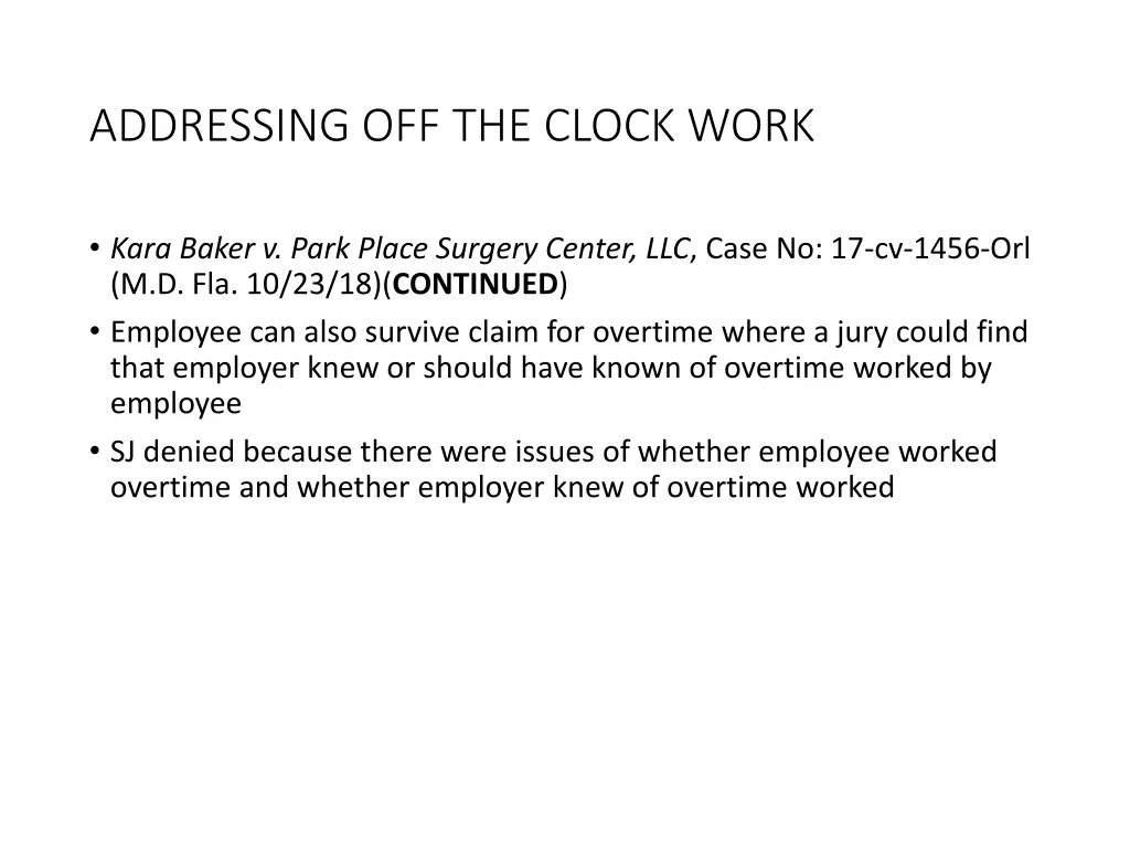 addressing off the clock work 2