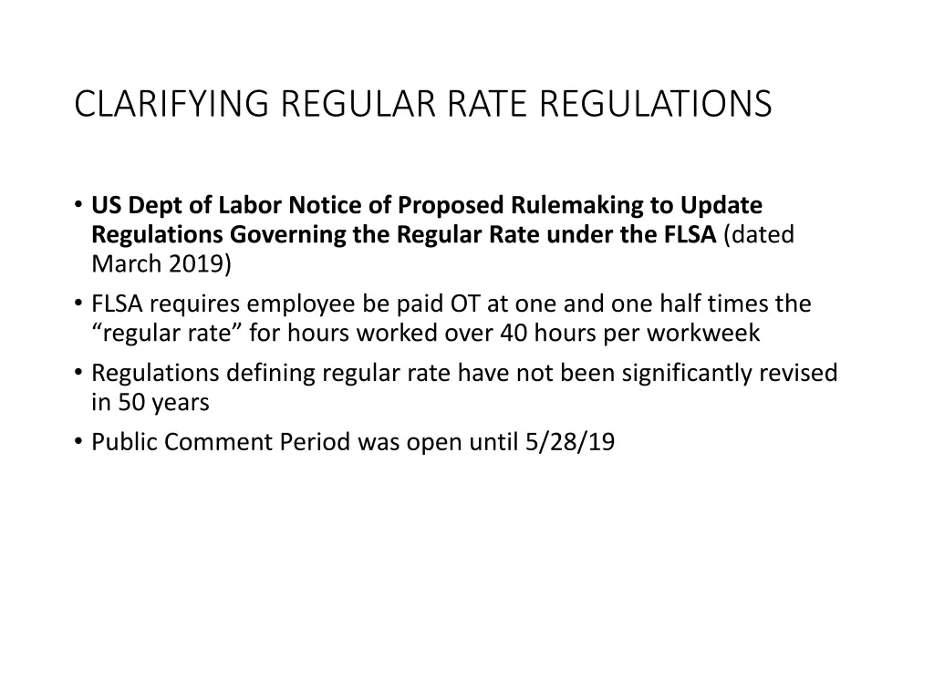 clarifying regular rate regulations
