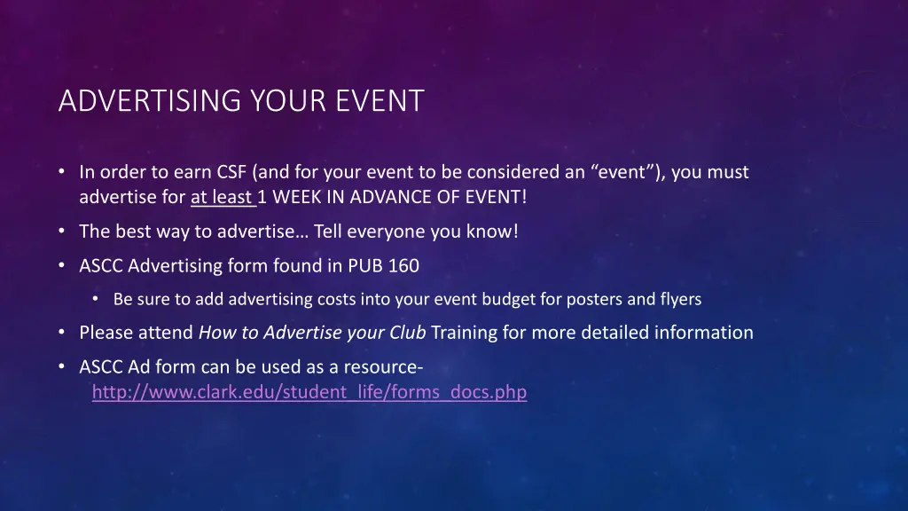 advertising your event
